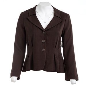 LAFAYETTE 148 Brown Pleated Blazer Jacket Sz 14
